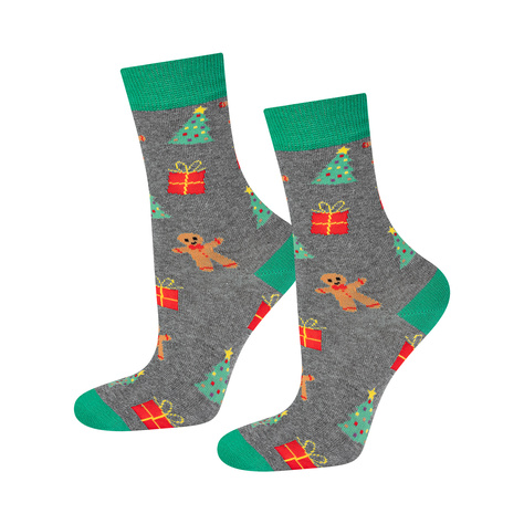 Set 4x SOXO GOOD STUFF chaussettes colorées pour femmes Joyeux Noël Cadeau | gâteau | arbre de Noël | lumières de Noël