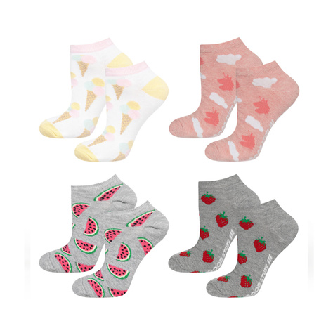 Lot de 4x chaussettes pour femmes SOXO | motifs colorés et amusants