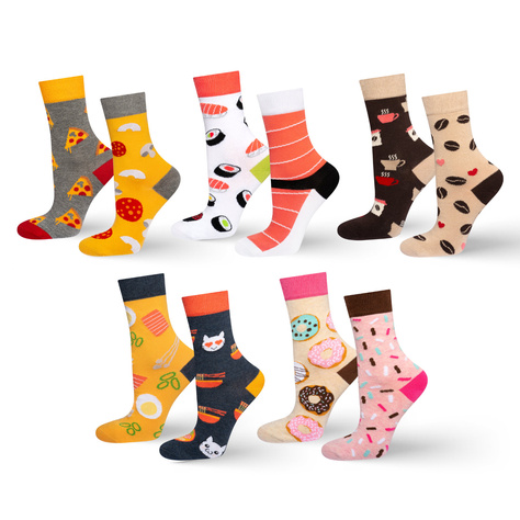 Lot de 5 chaussettes colorées pour femmes SOXO avec pizza