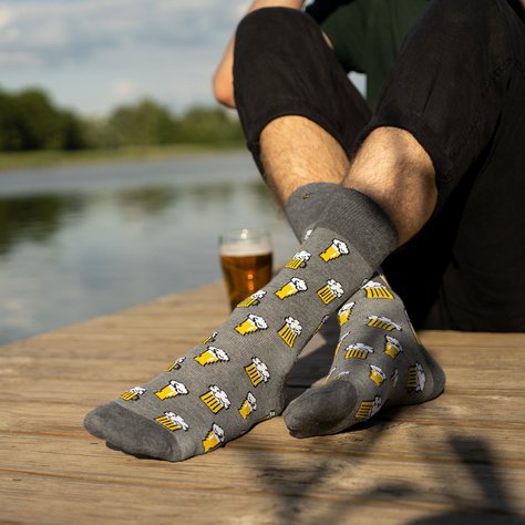 SOXO GOOD STUFF chaussettes colorées hommes bière drôle 