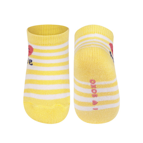 Chaussettes bébé jaunes SOXO avec inscription 