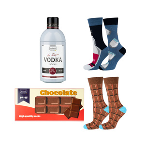 Lot de 2x chaussettes colorées SOXO Homme Vodka et chocolat pour un cadeau