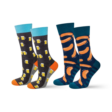 Lot de 2x chaussettes homme SOXO | Fête des garçons | Bière en boîte | Saucisses en boîte | pour un cadeau pour lui