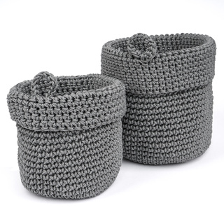 Lot de 2 paniers de salle de bain Momo Way gris 14cm et 17cm