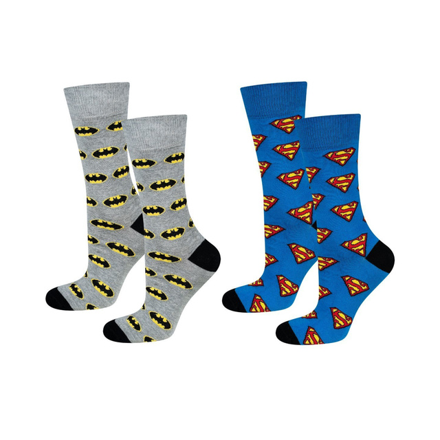 Lot de 2 chaussettes SOXO GOOD STUFF Batman Superman DC Comics