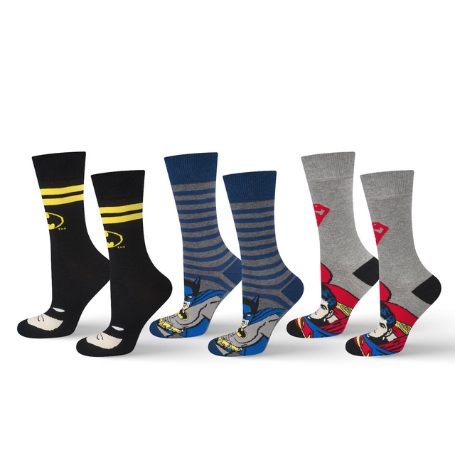 Chaussettes DC Comics Batman/Superman pour hommes - 3 paires