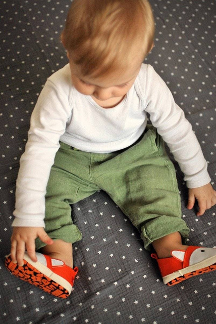 Chaussons bébé orange SOXO renards