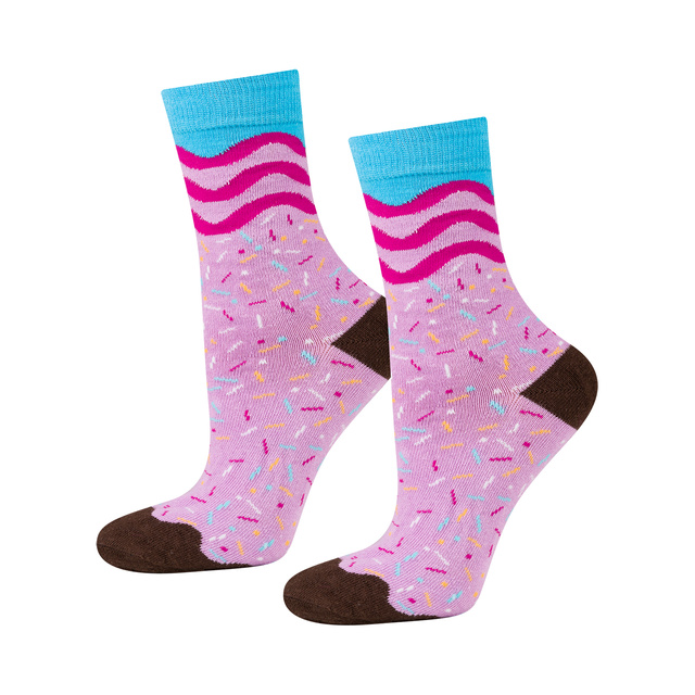 Lot de 2 paires de chaussettes Soxo Donut pour femme dans une boîte | Parfait pour un cadeau | Drôle et joyeux | rose