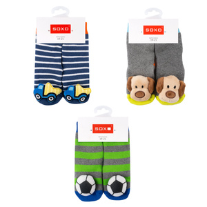 Lot de 3x chaussettes colorées SOXO pour bébé avec hochet