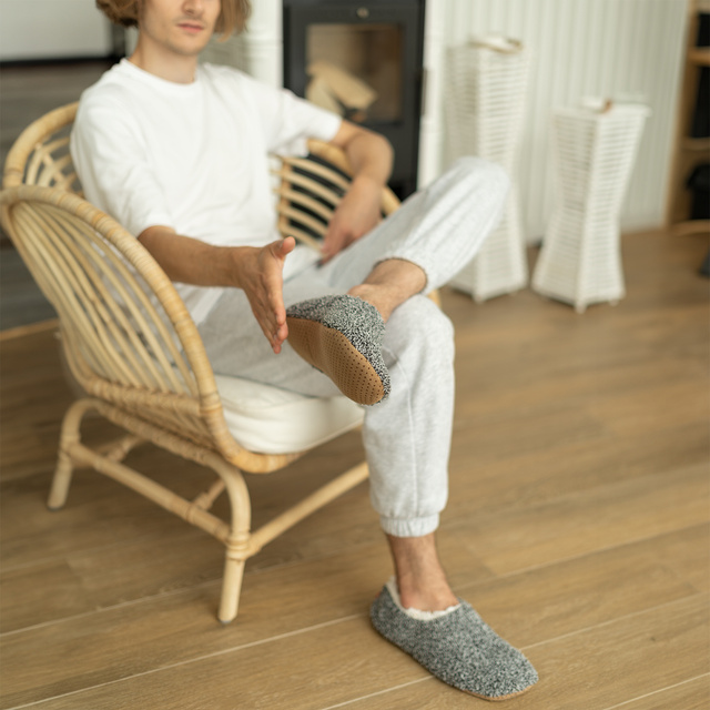 Chaussons SOXO SUPER SOFT avec semelle antidérapante et empiècements en PVC