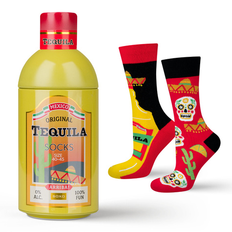 Chaussettes homme colorées SOXO GOOD STUFF Tequila en bouteille coton drôle 