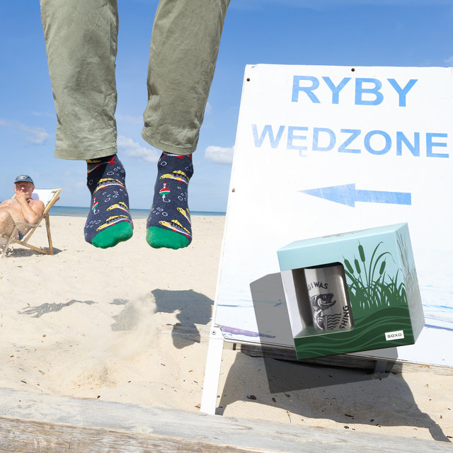 Ensemble Chaussettes homme + Mug Soxo Poissons