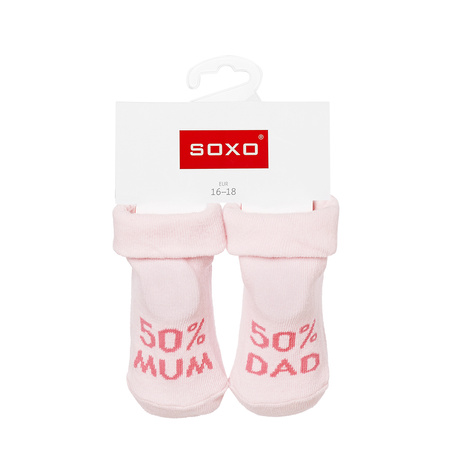 SOXO chaussettes roses pour bébé avec inscription pour cadeau de naissance