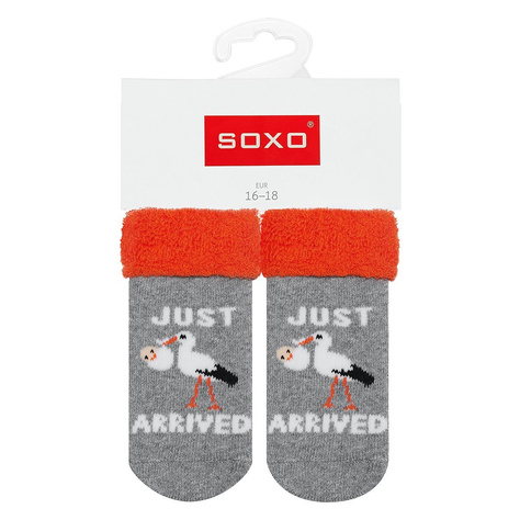 Chaussettes bébé colorées SOXO avec lettres cigogne 