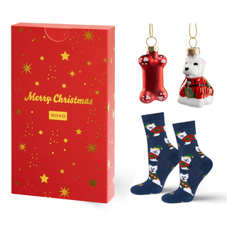 Ensemble de chaussettes Soxo pour hommes et femmes et boules de Noël