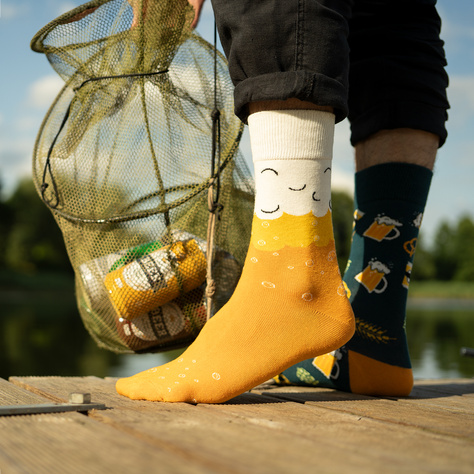 Chaussettes colorées pour hommes SOXO GOOD STUFF - Bière classique dans une boîte cadeau