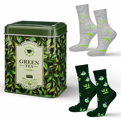 SOXO Chaussettes pour femmes en forme de boîte de thé vert - 2 paires