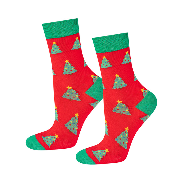 Set 4x chaussettes colorées pour femmes SOXO GOOD STUFF joyeux Noël cadeau chaussettes en coton