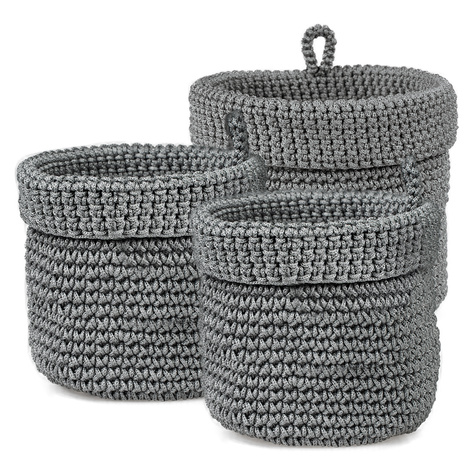 Lot de 3 paniers de salle de bain Momo Way gris 2x 14cm et 17cm