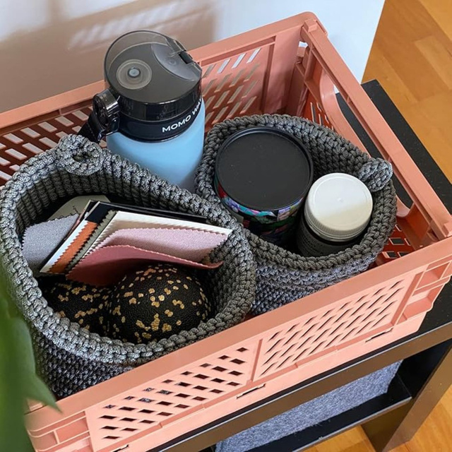 Lot de 2 paniers de salle de bain Momo Way gris 14cm et 17cm