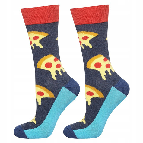 Lot de 6x chaussettes colorées pour hommes SOXO GOOD STUFF dans une boîte à pizza