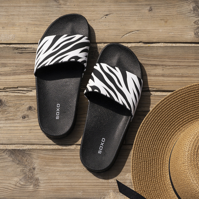 Tongs Comfort de plage pour femme pour hommes SOXO zèbre | Idéal pour des vacances à la plage et une piscine | En caoutchouc