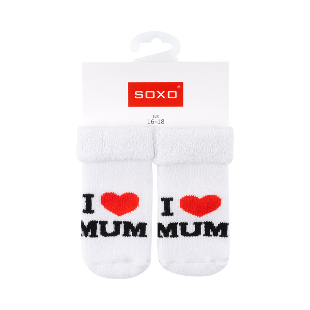 Lot de 3x chaussettes bébé SOXO bleu marine avec inscription 
