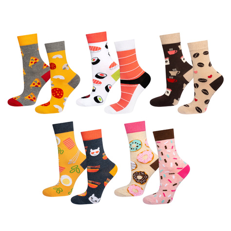 Lot de 5 chaussettes colorées pour femmes SOXO avec pizza