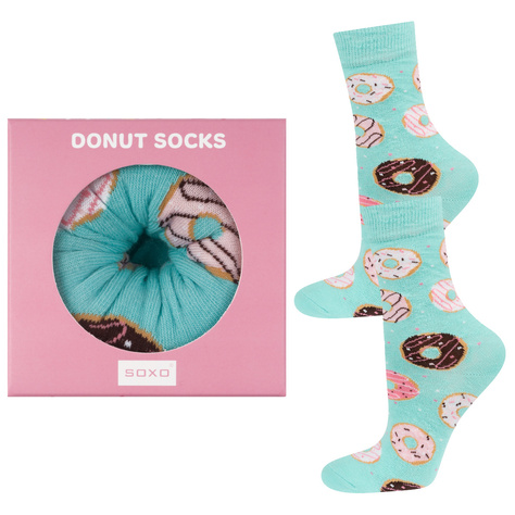 Chaussettes Soxo Donut pour femmes dans une boîte | Parfait pour un cadeau | Drôle et joyeux 