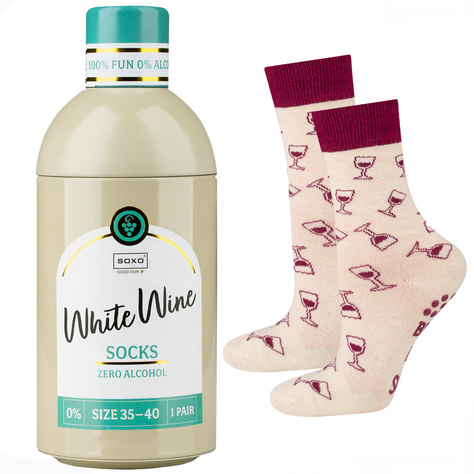 Lot de 2 chaussettes pour femmes SOXO GOOD STUFF drôles de vin rouge et blanc dans une bouteille cadeau