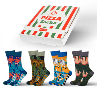 Lot de 4 chaussettes homme SOXO GOOD STUFF dans une boîte à pizza