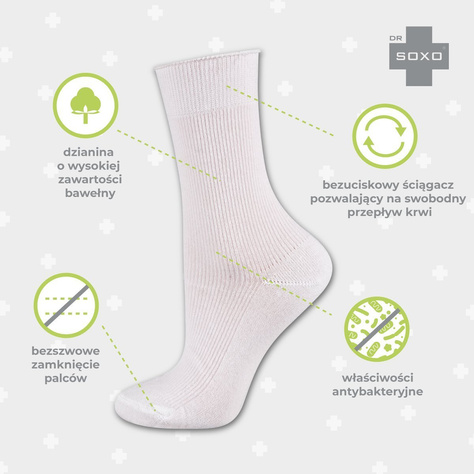 OUTLET Chaussettes blanches DR SOXO coton pour femme 