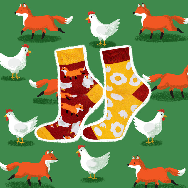 Chaussettes femme colorées SOXO poule et oeuf