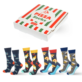 Lot de 4 chaussettes homme SOXO GOOD STUFF dans une boîte à pizza