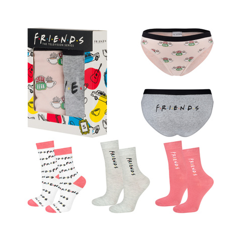 Set 2x culotte femme SOXO Friends et 3x chaussettes femme Friends | cadeau pour elle | rose