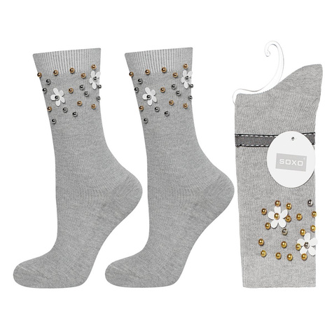 SOXO Women's socks with 'Pearls' white