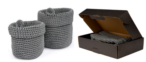 Lot de 2 paniers de salle de bain Momo Way gris 14cm et 17cm