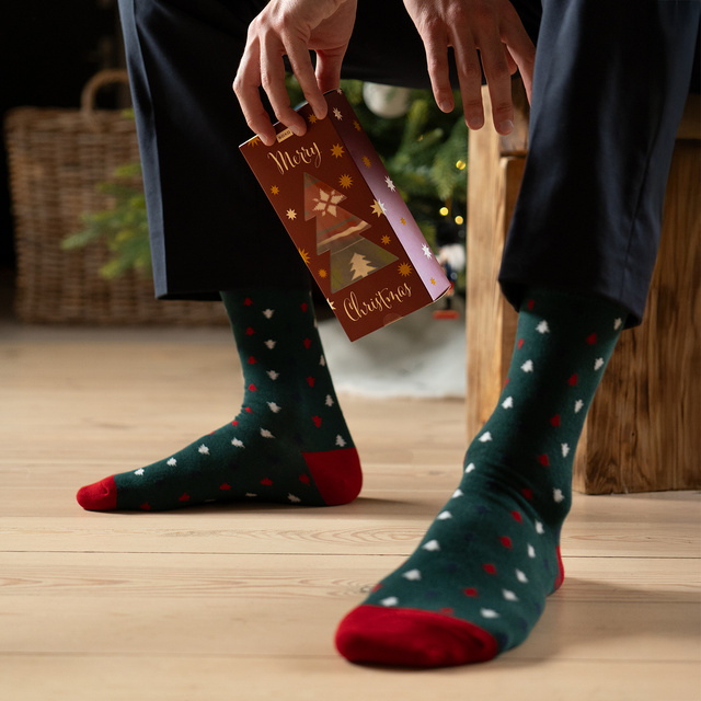Set 3x chaussettes colorées pour hommes SOXO GOOD STUFF joyeux Noël cadeau chaussettes en coton