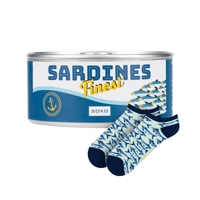 Pieds de femme colorés SOXO GOOD STUFF drôles de sardines dans une boîte pour un cadeau
