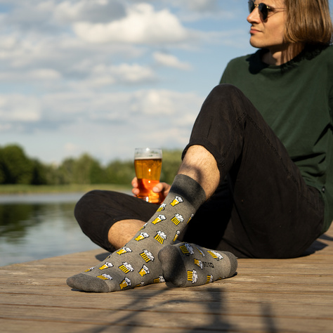 SOXO GOOD STUFF chaussettes colorées hommes bière drôle 