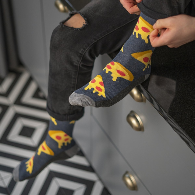 Lot de 4 chaussettes homme SOXO GOOD STUFF dans une boîte à pizza