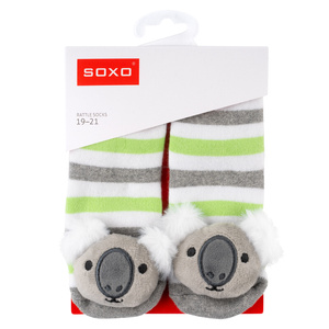 Lot de 3x chaussettes colorées SOXO pour bébé avec hochet