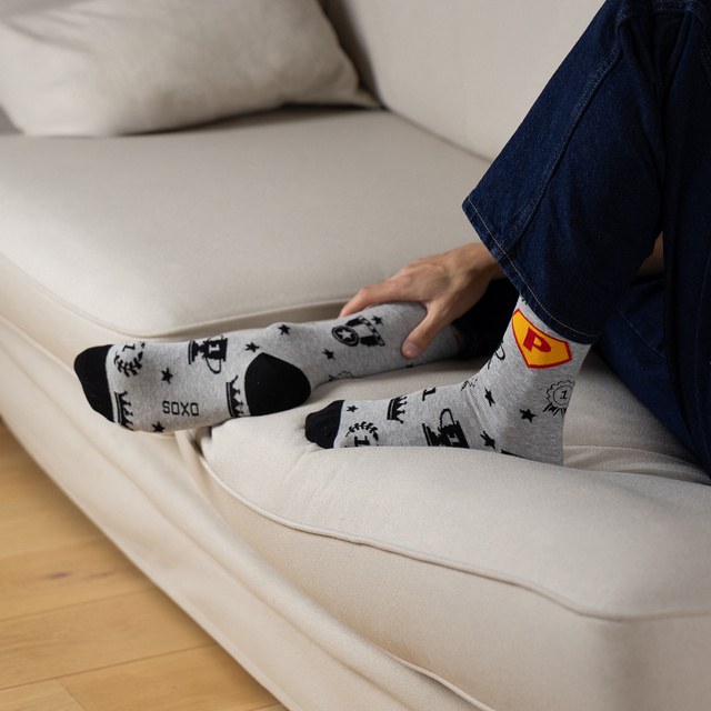 Chaussettes colorées SOXO pour homme avec l'inscription "SuperPapa" | cadeau pour la fête des pères