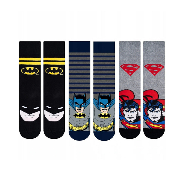 Chaussettes DC Comics Batman/Superman pour hommes - 3 paires