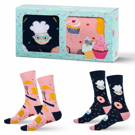 Chaussettes pour femmes SOXO pâtisserie maison, 2 paires