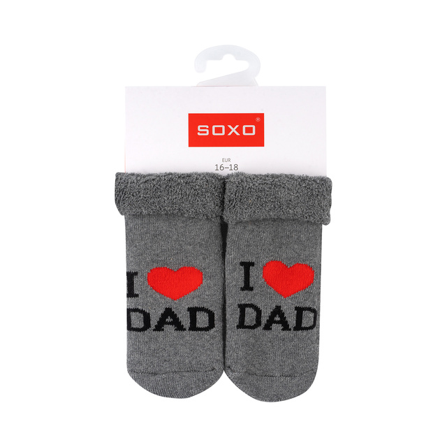 Lot de 3x chaussettes bébé SOXO bleu marine avec inscription 