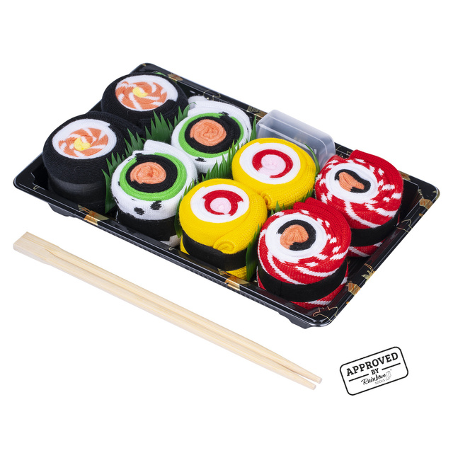 Lot de 4x chaussettes pour hommes SOXO de couleur sushi dans une boîte