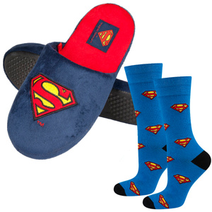 Lot de 1x Chaussettes colorées SOXO Superman et 1x Chaussons homme Superman