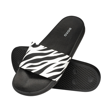 Tongs de plage SOXO Zebra Premium pour femmes et hommes, idéales pour les vacances d'été et la piscine, en caoutchouc