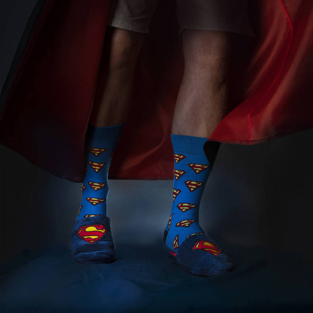 Lot de 1x Chaussettes colorées SOXO Superman et 1x Chaussons homme Superman